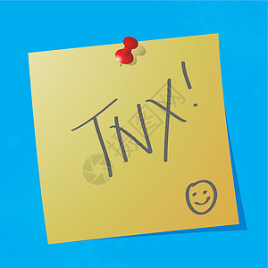 笑脸标签“tnx”手写信件插画