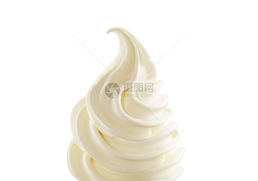 白色背景的香草软冰淇淋图片