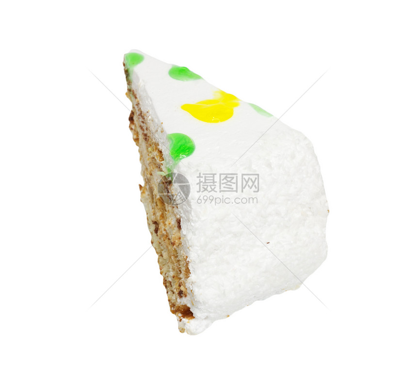 白色背景上的蛋糕滴水美食水果奶油美味甜点享受食物熟食薄荷图片