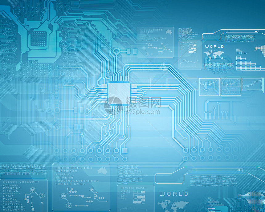 设计用途的电气计划科学芯片电路微电子母板电子木板卡片技术力量图片