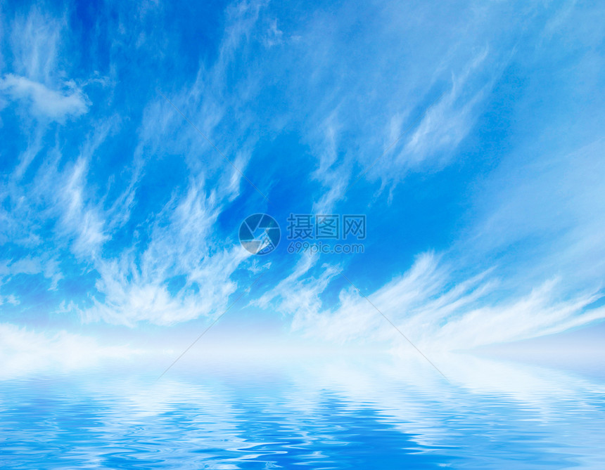 蓝天有彩虹的白毛云彩虹海浪天气天蓝色晴天水分气氛反射沉淀云景图片