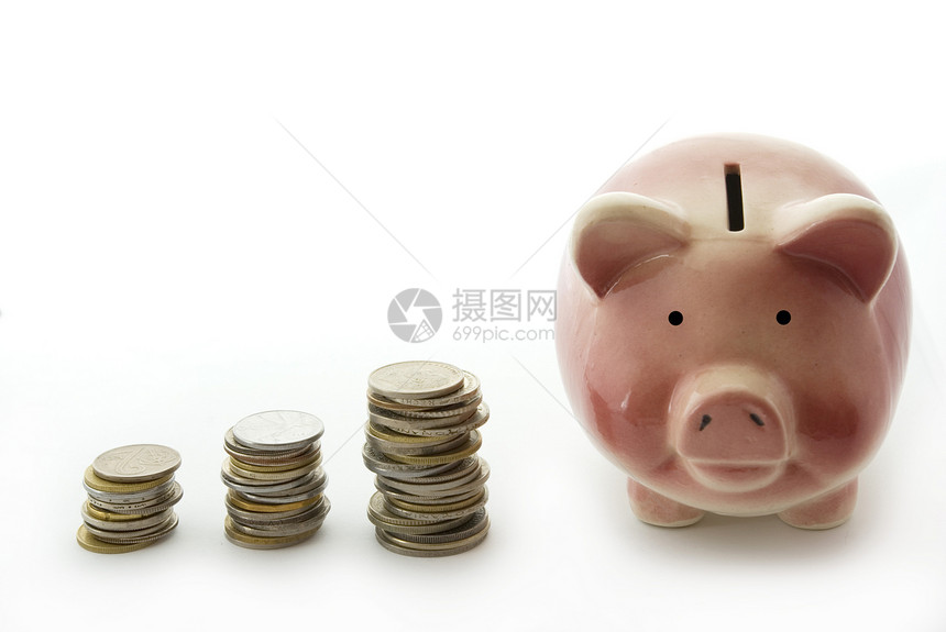 粉红小猪银行硬币裂缝订金利润银行玩具商业投资陶瓷财政图片