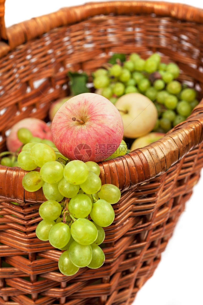 苹果和葡萄甜点收成营养团体篮子维生素柳条静物味道坡度图片