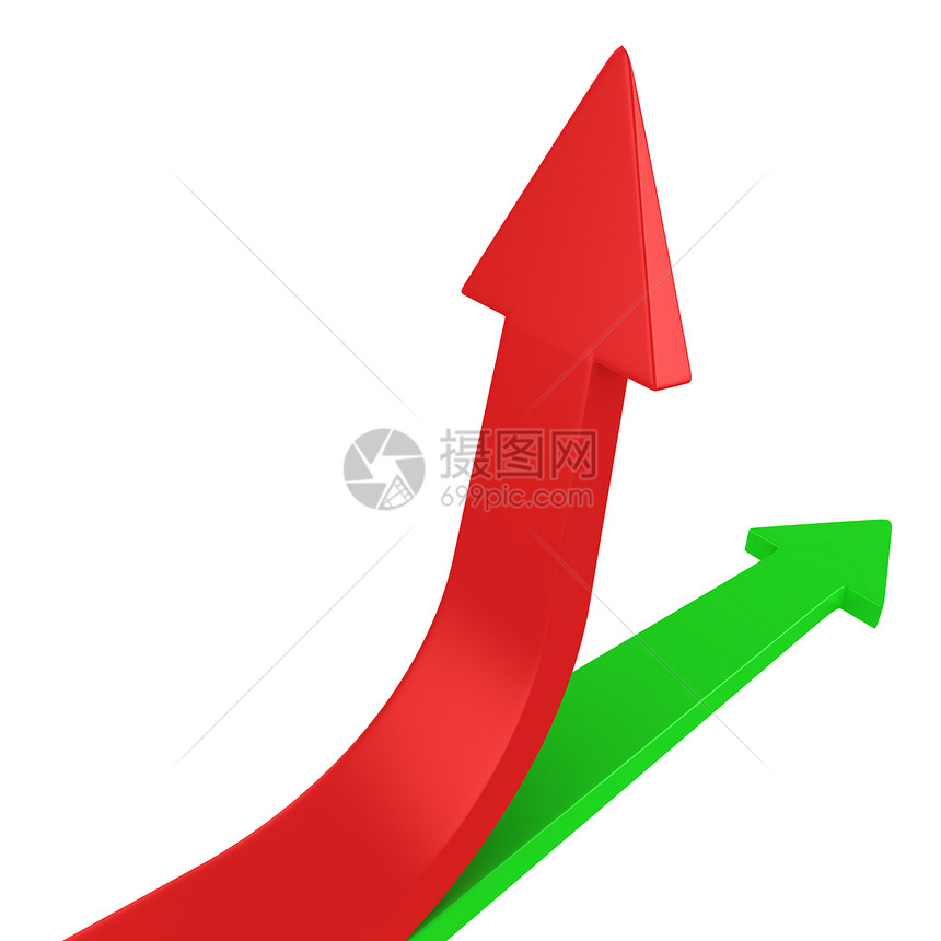 红箭和绿箭进步战略标志车削曲线图形方向标计算机绿色红色图片