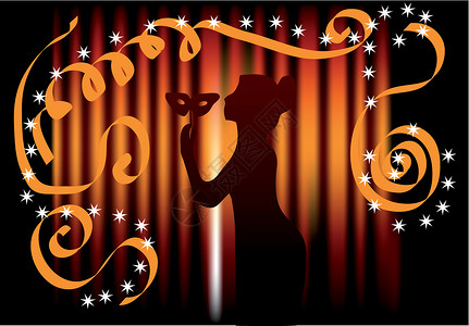 戴面具的妇女窗帘剧院红色女士女性聚光灯戏剧背景图片