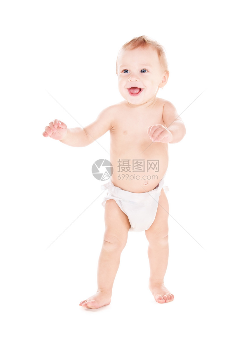 婴儿尿布中的男婴育儿快乐皮肤卫生男生童年孩子微笑保健男性图片