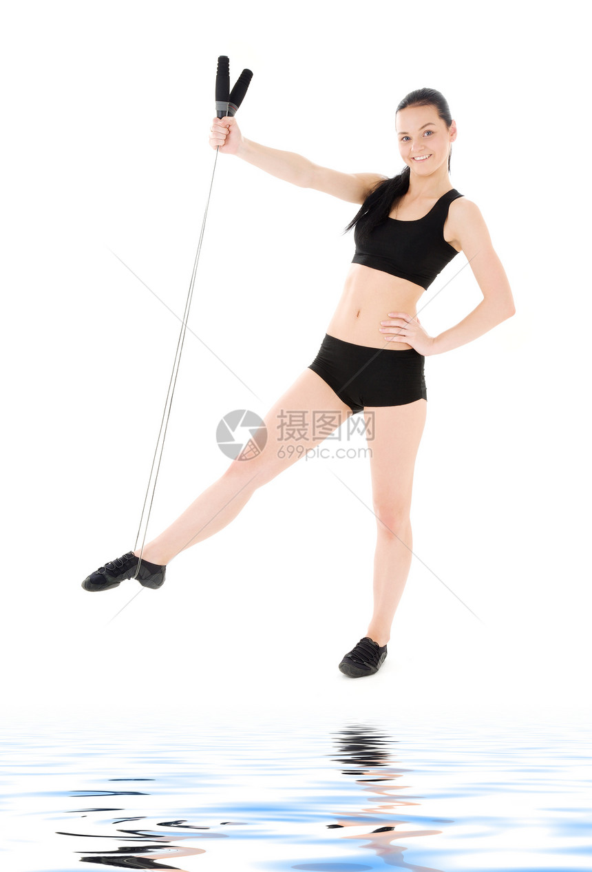 健身教练讲师身体健身房减肥活力绳索卫生跳绳保健运动员图片