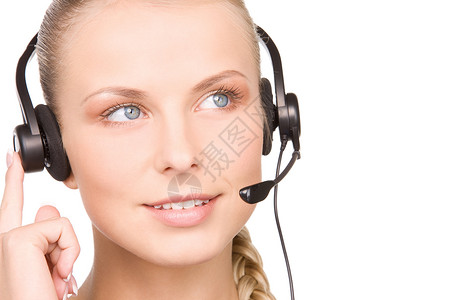 帮助热线操作员女性助手服务女孩求助接待员耳机服务台快乐微笑高清图片素材