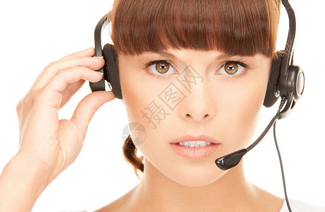 帮助热线耳机接待员手机女性服务办公室女孩服务台求助助手迷人的高清图片素材