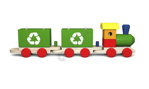 木制玩具火车童年绿色插图回收环境幼儿园生态符号玩具背景图片