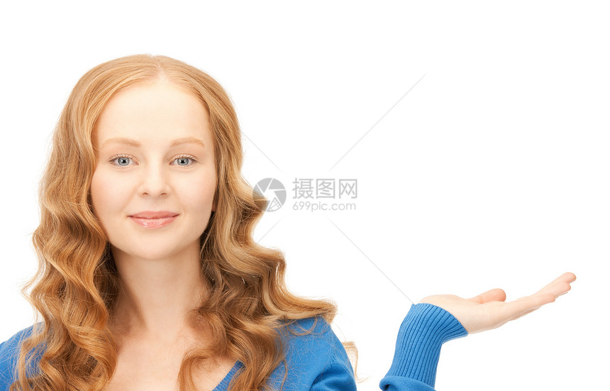 椰枣上的东西手势白色蓝色女性女孩商务棕榈成人人士广告图片