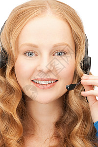 帮助热线代理人耳机办公室快乐助手服务台操作员女性求助顾问手机高清图片素材