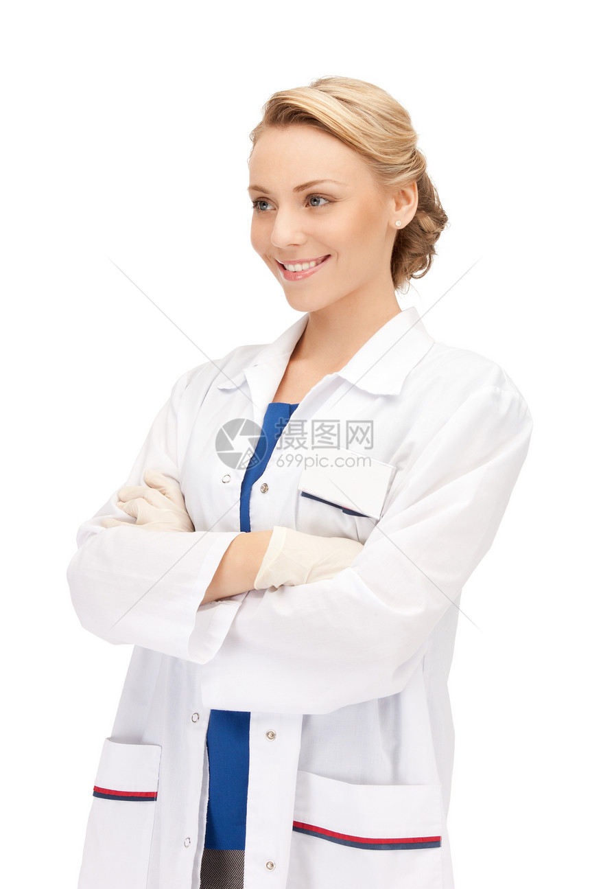具有吸引力的女医生微笑成人实验室卫生疾病诊所临床保健工人专家图片