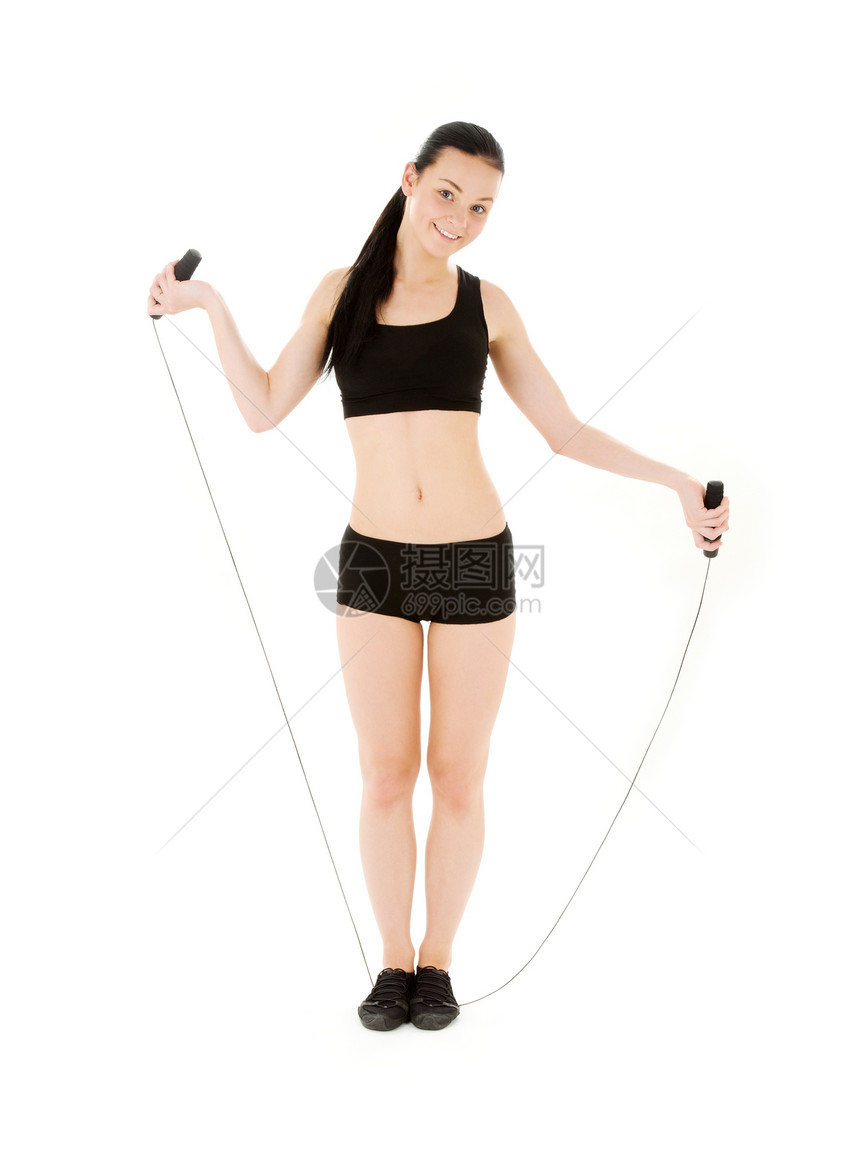 健身教练训练培训师讲师活力绳索黑发平衡力量体操身体图片