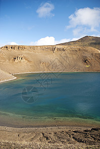 冰地火山湖崎岖山脉火山风景背景图片
