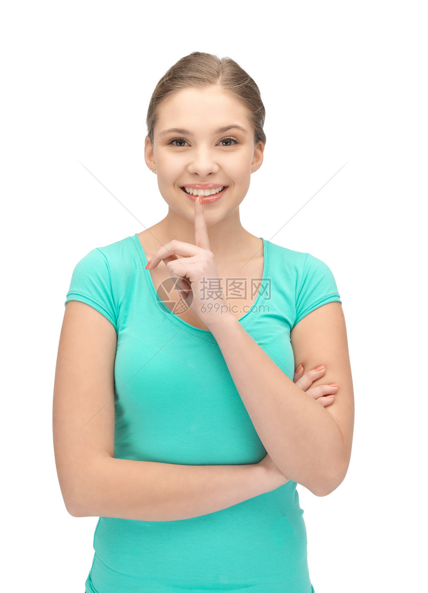 嘴唇上的手指女孩生意人人士成人手势商务秘密警告微笑阴谋图片