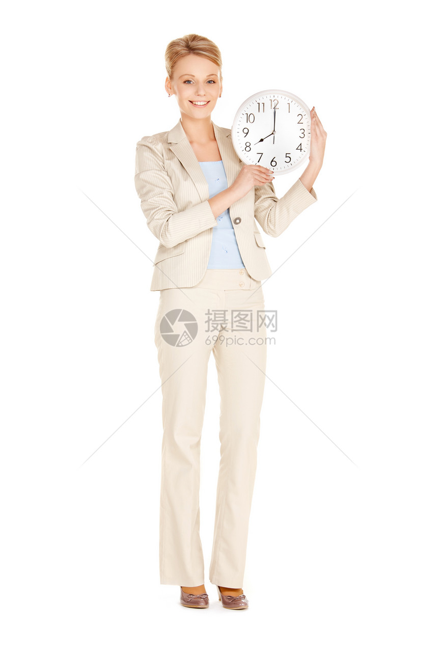 妇女大钟商务警报老板时间唤醒女孩女士工作职业人士图片