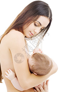 母乳喂养幸福拥抱儿子母亲新生孩子育儿母性胸部父母生活高清图片素材