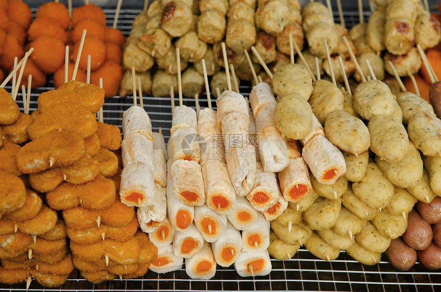 青黄马拉西亚的零食油炸市场街道美食食物图片
