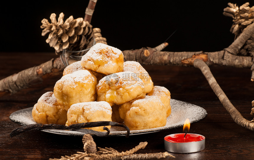 圣诞甜蜜食物水平馒头拉丁季节性服务圆形糕点饼干美食图片