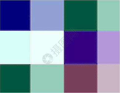 彩色方形粘贴纺织品瓶子紫色缝合蓝色插图棕色数字绿色绘画背景图片