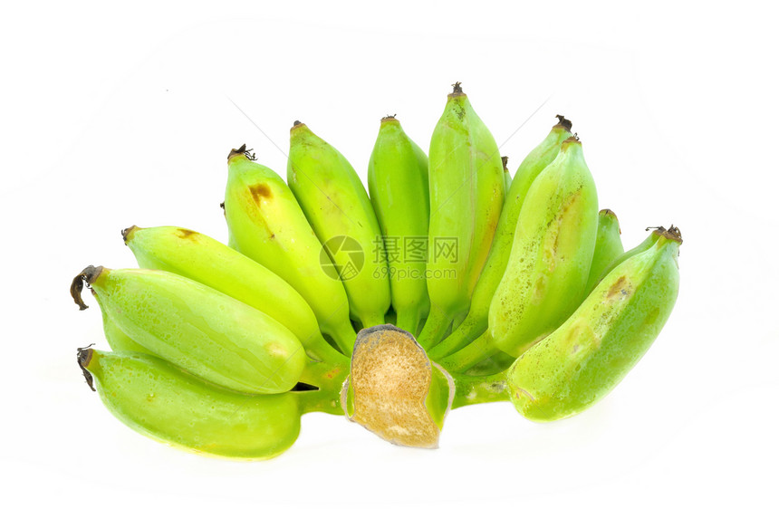 有机新鲜绿色香蕉被隔离图片