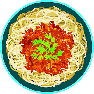 挂面面条盘子里的意大利面条食物挂面插图文化美食香料蔬菜午餐草本植物餐具插画