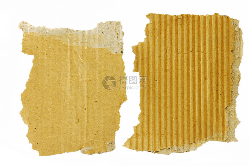撕破的纸板碎片卡片空白木板瓦楞黄色床单肋骨纸盒回收包装图片