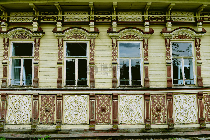 窗口花环平带案件建造房子历史性国家木头村庄乡村住宅图片