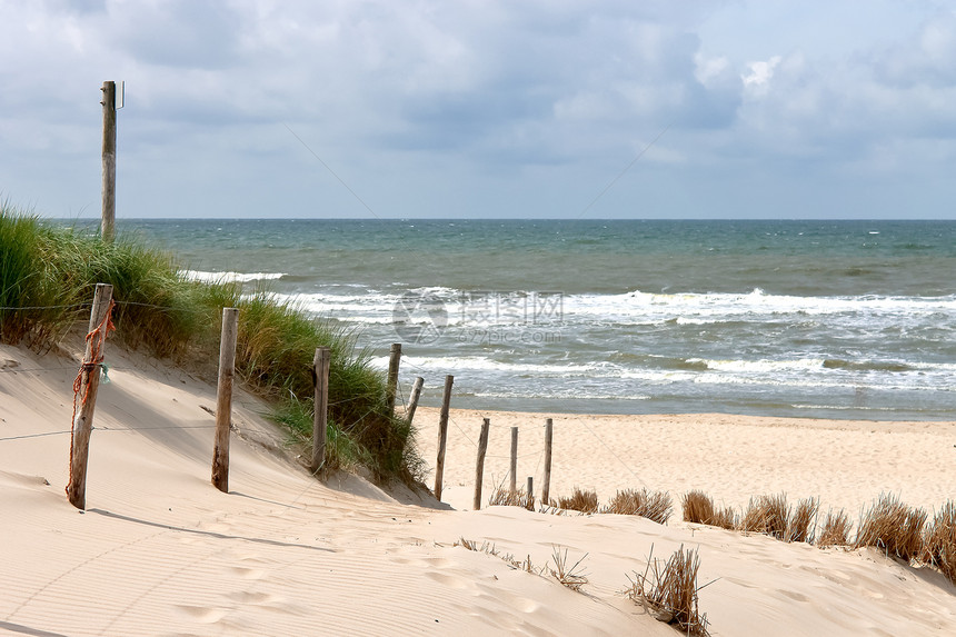 荷兰夏季沙滩荷兰沙丘场景植物天空假期金属文化木头阴影地平线图片
