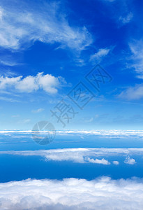 高海拔云层的蓝空中蓝天海运输地平线环境高度气象阳光天堂天空天篷编队背景图片