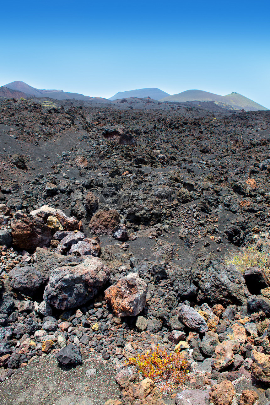 拉帕尔马火山熔岩黑石石头岛屿蓝色公园沙漠土地干旱国家天空自然图片