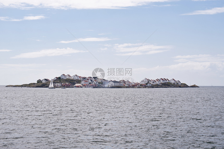 瑞典阿斯托尔建筑学渔船蓝色钓鱼帆船旅行岛屿牧歌天空海岸图片