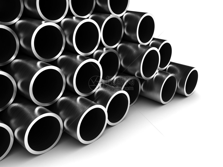 钢管堆金属绘图工业圆柱管子合金不锈钢图像水平图片