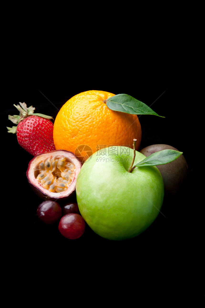 不同水果橙子节食叶子食物图片