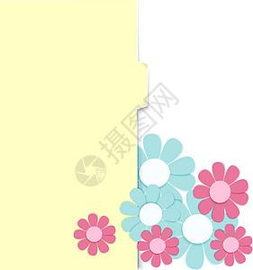 粉色面膜纸装有纸制花花的文件夹设计图片