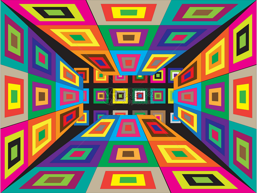 开放的彩色框广场图层立方体框架艺术线条运动图片
