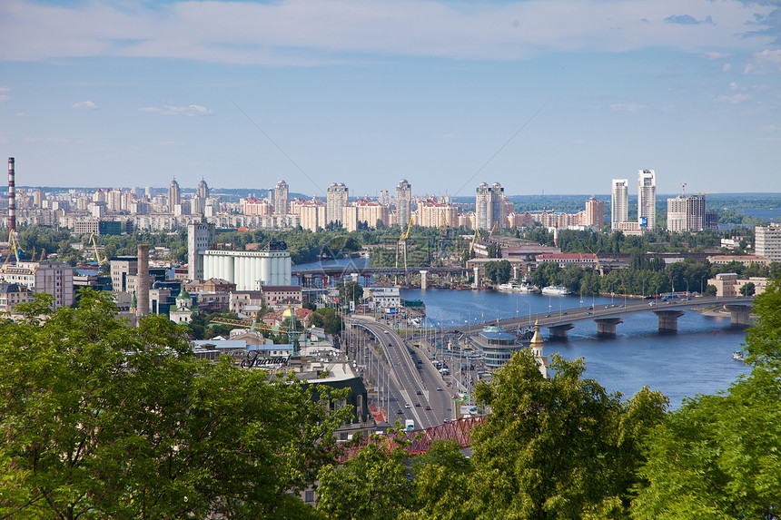 乌克兰基辅全景风景办公室旅行天空蓝色建筑天炉宗教城市圆顶图片