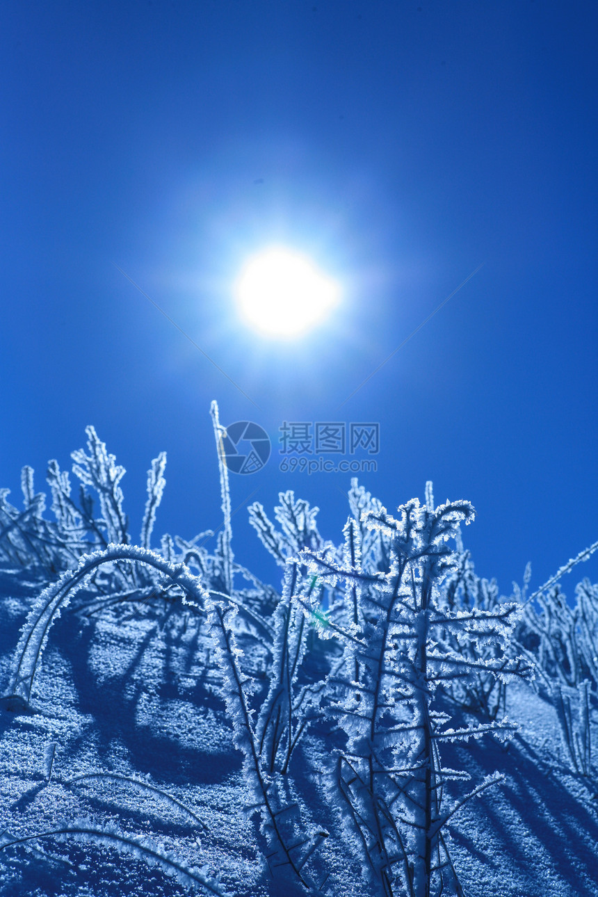 冰厂蓝色火花雪花水晶衬套天空白色天气太阳冻结图片