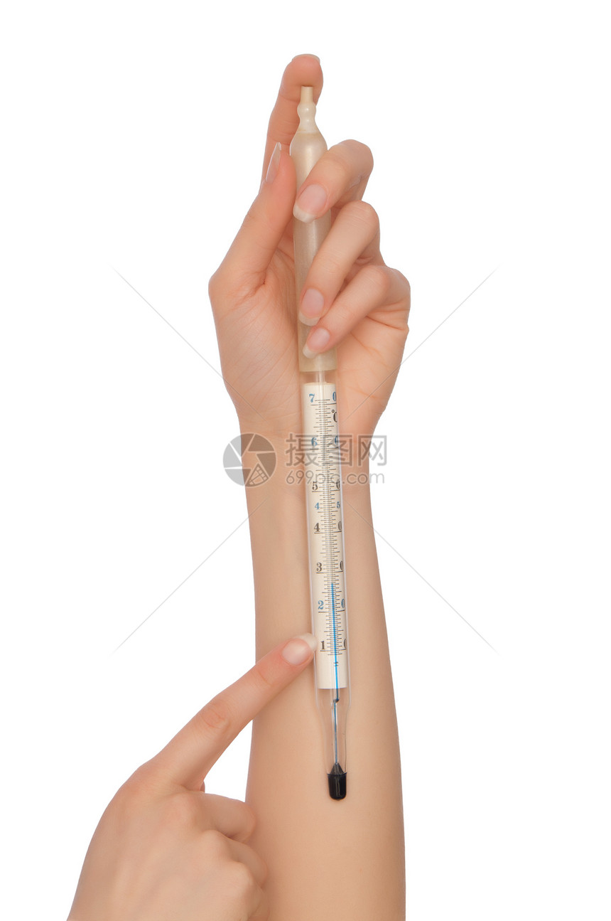 温度计数字天气测量女孩们工具手指危险女士蓝色药品图片