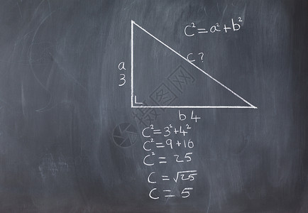 右三角形 配有实塔哥里方程式和计算于 bl 的计算直肠直角公式蓝色学校三角矩形斜边教育绘画背景图片