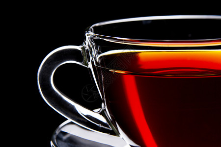 杯黑茶菜肴饮料玻璃飞碟杯子背景图片