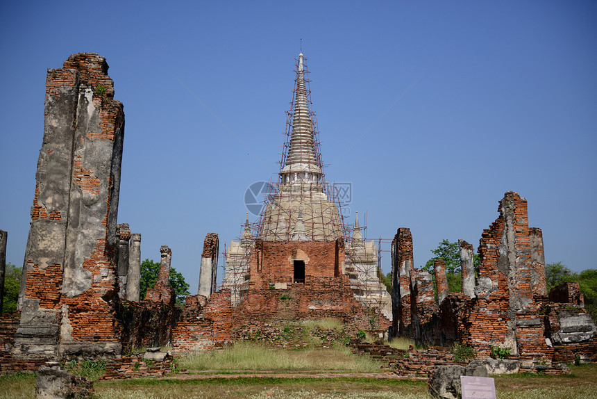 在泰国的Ayutthaya吸引力宗教宝塔旅行建筑旅游寺庙历史文化游客图片