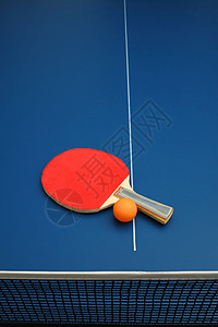 表 网球球拍乒乓运动蓝色乒乓球桌子背景图片