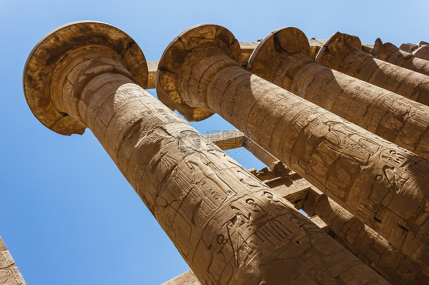 埃及卡纳克寺庙古老废墟宗教古物旅行建筑象形柱子人面考古学建筑学艺术图片