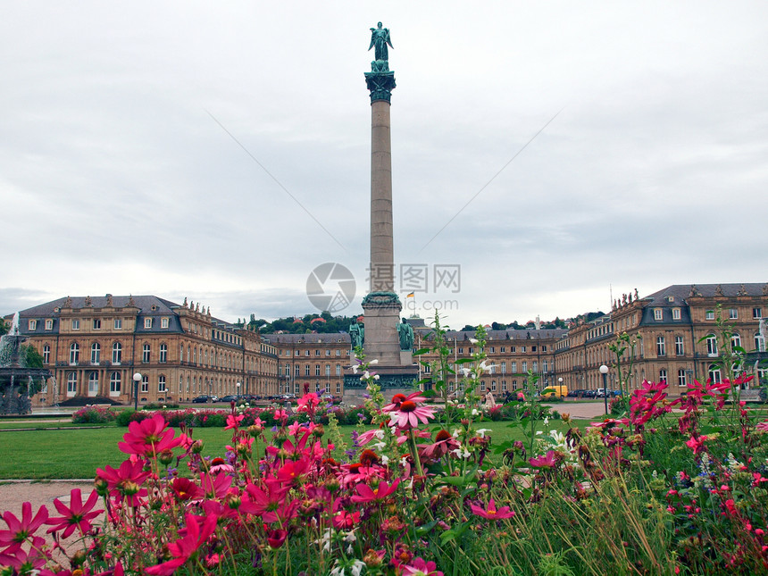 斯图加特Castle广场地标喷泉雕像柱子建筑学城堡雕塑正方形联盟纪念碑图片