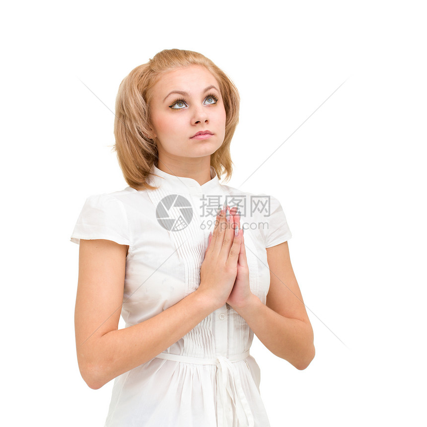 年轻女青年祈祷宗教女士思维成人女性沉思福利生活上帝孤独图片