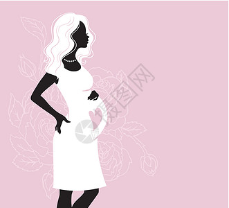 双马尾女孩怀孕的双月光妇女女士妈妈头发玫瑰母亲涂鸦珠子家庭母性腹部设计图片