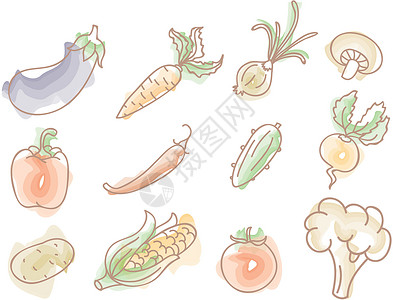 鲜牛黄瓜条蔬菜彩色涂条装饰烹饪生物黄瓜床单风格饮食绘画胡椒草图插画