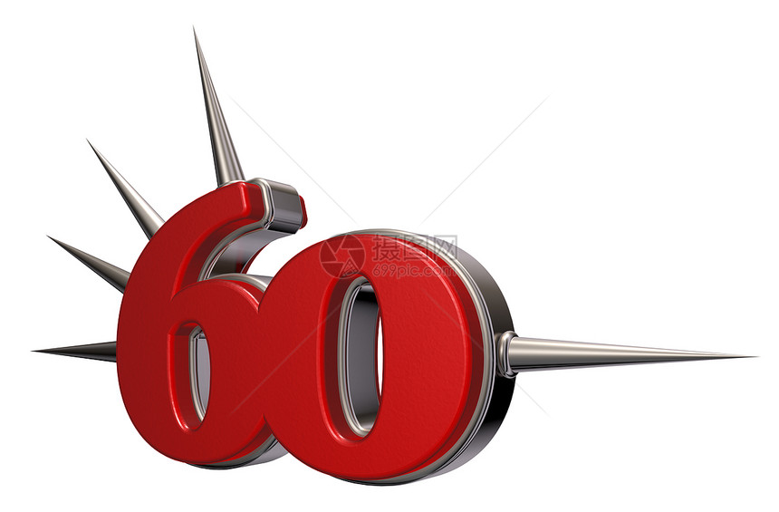 六十个有刺针的60个反射危险禧年插图金属生日合金纪念日数学周年图片